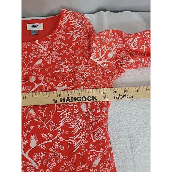 Old Navy Women's Red And White Bird Rabbit Owl Print Shift Dress Size M Woodland - Picture 8 of 9